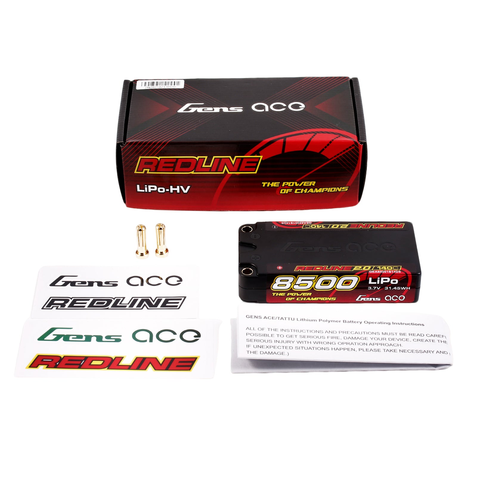 Gens Ace Redline 2.0 8500mAh 1S batterie LiPo Shorty