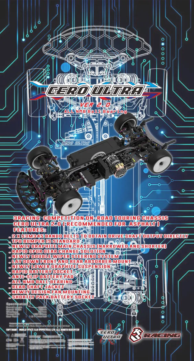 3Racing Cero Ultra Ver2.0 KIT-CERO Kit Touring 1/10