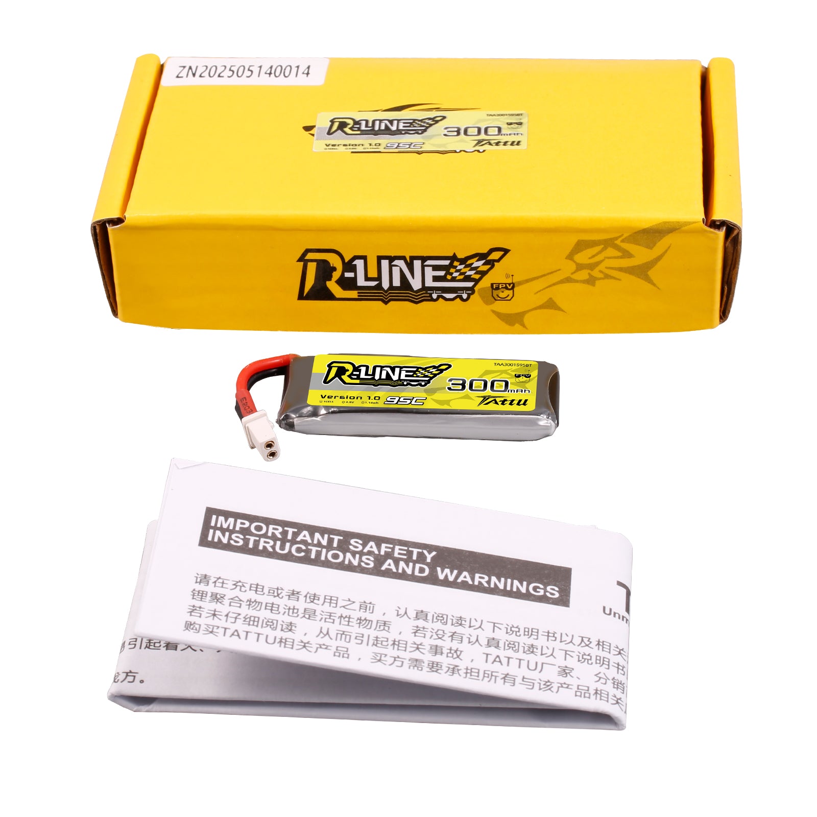 Gens Ace Tattu R-Line 300mAh 1S 95C batterie LiPo BT2.0 HV