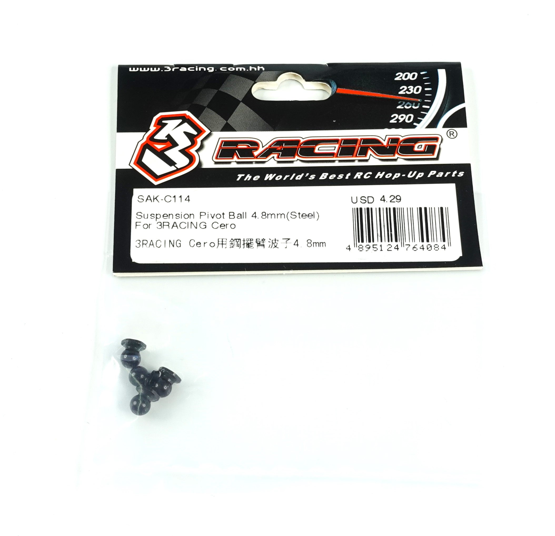 3Racing Cero SAK-C114 rotule suspension 4,8 mm acier
