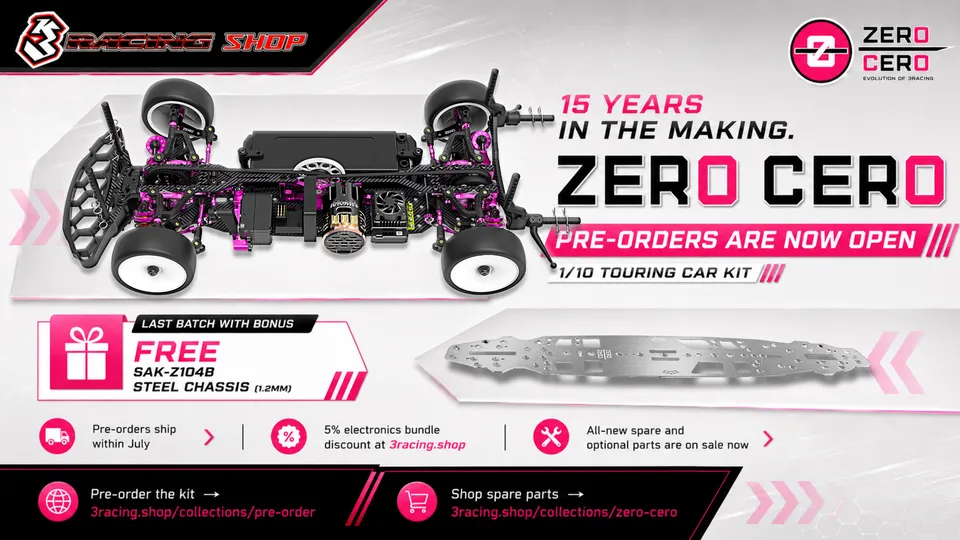 3Racing Kits Cero Zero kit touring 1/10 carbone + châssis
