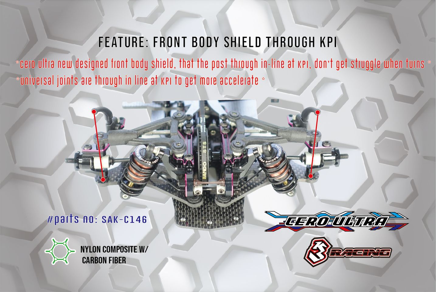 3Racing Cero SAK-C146 body shield supérieur avant