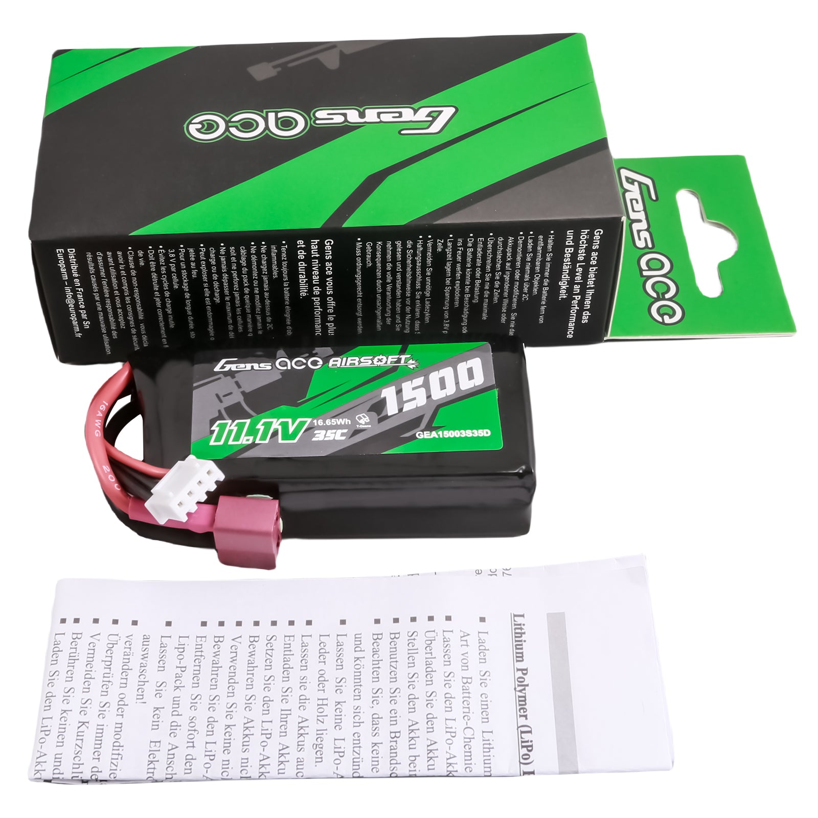 Gens Ace Airsoft 1500mAh 3S batterie airsoft 11.1V Deans