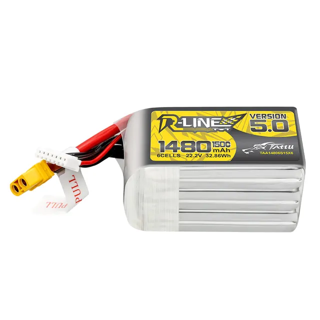 Tattu R-Line 5.0 1480mAh 6S 150C batterie LiPo XT60 race
