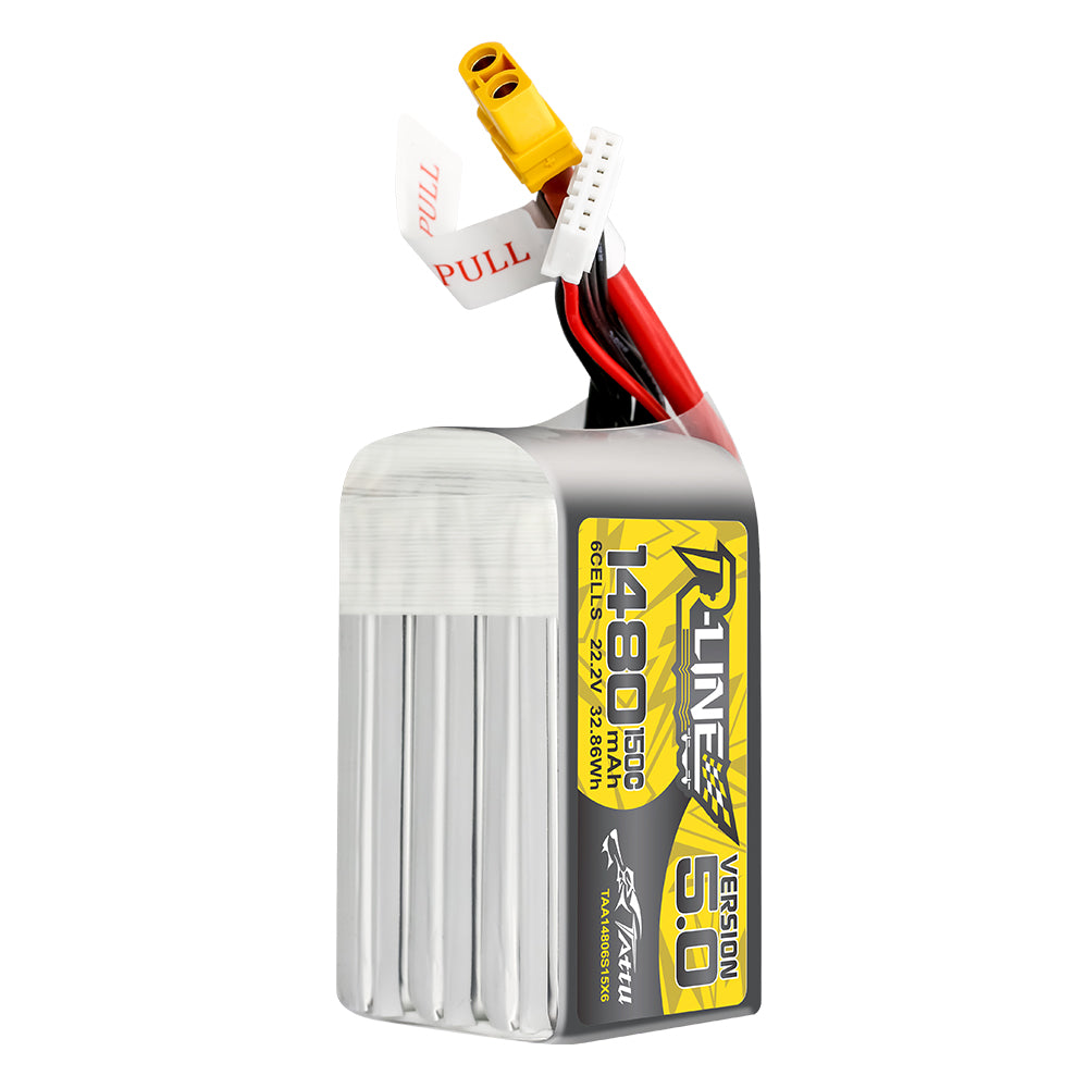 Tattu R-Line 5.0 1480mAh 6S 150C batterie LiPo XT60 race