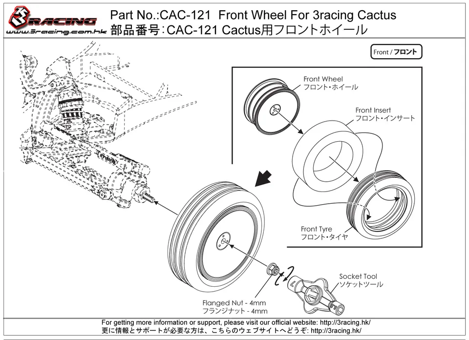3Racing Cactus CAC-121 roue avant buggy 2WD