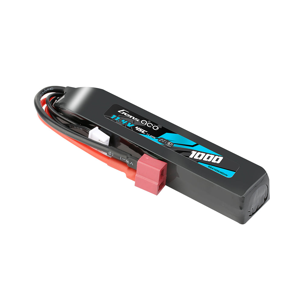 Gens Ace Airsoft 1000mAh 3S 45C batterie LiPo 11.4V HV Deans