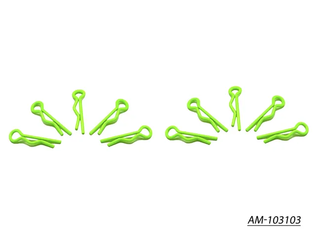 Arrowmax Body Clip AM-103103 clips carrosserie 1/10 vert fluo x10
