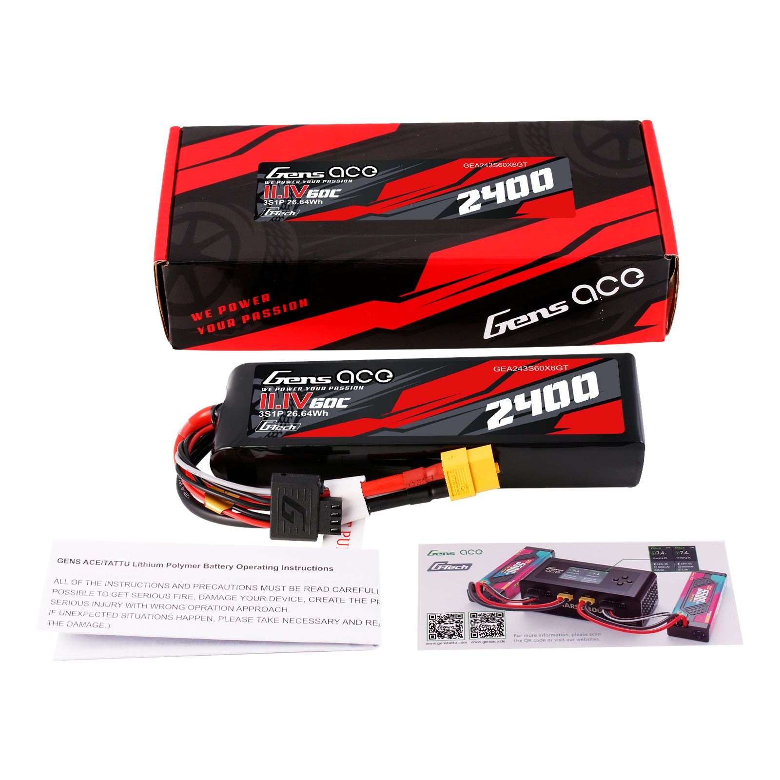 Gens Ace Car Classic 2400mAh 3S 60C 11.1V Batterie XT60