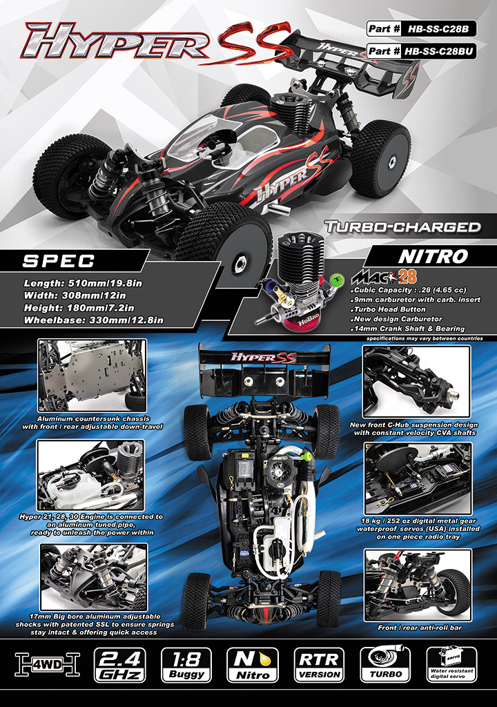 Hobao HOBAO CARS HB-SS-C28BU buggy nitro 1/8 bleu