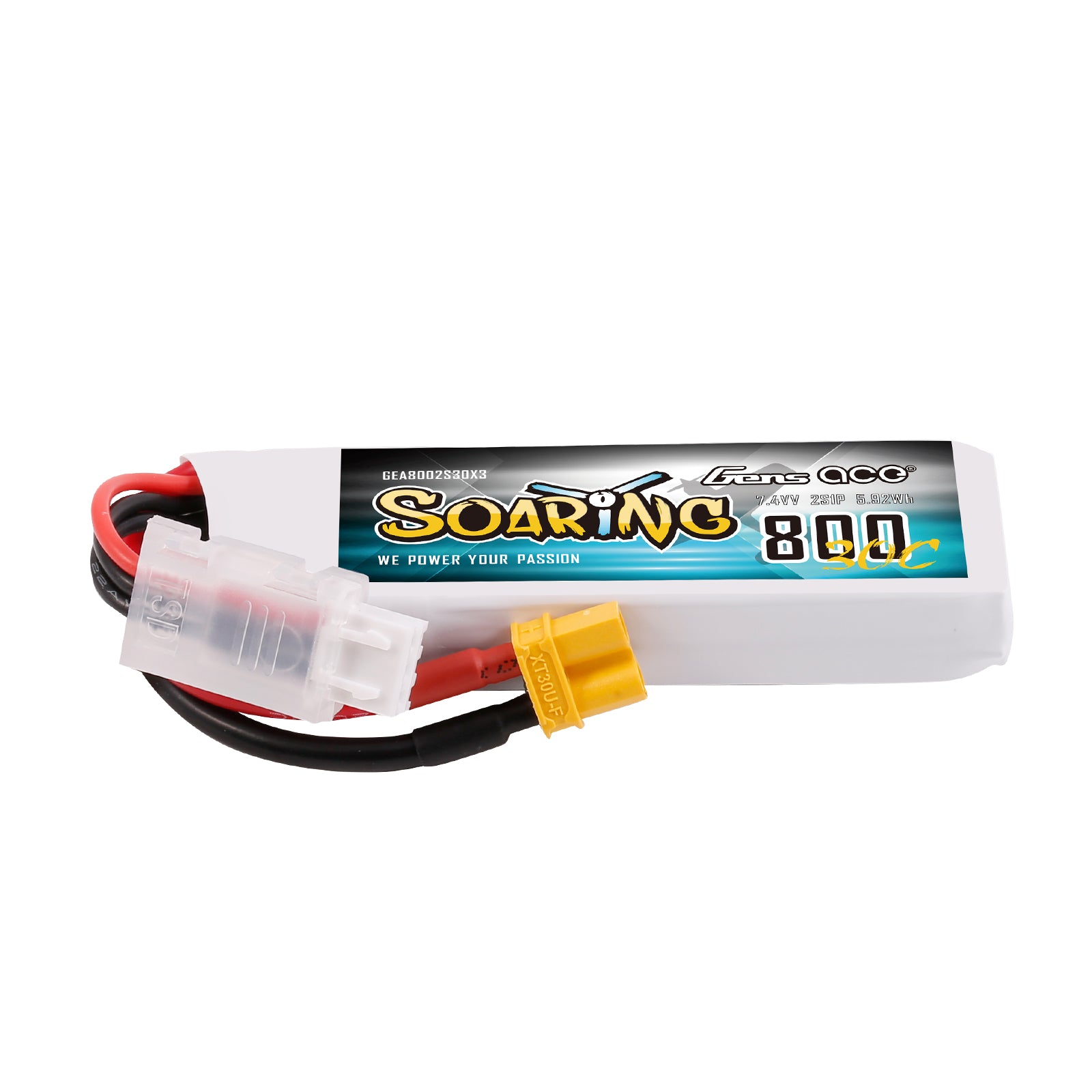 Gens Ace 800mAh 2S 30C 7.4V batterie planeur XT30