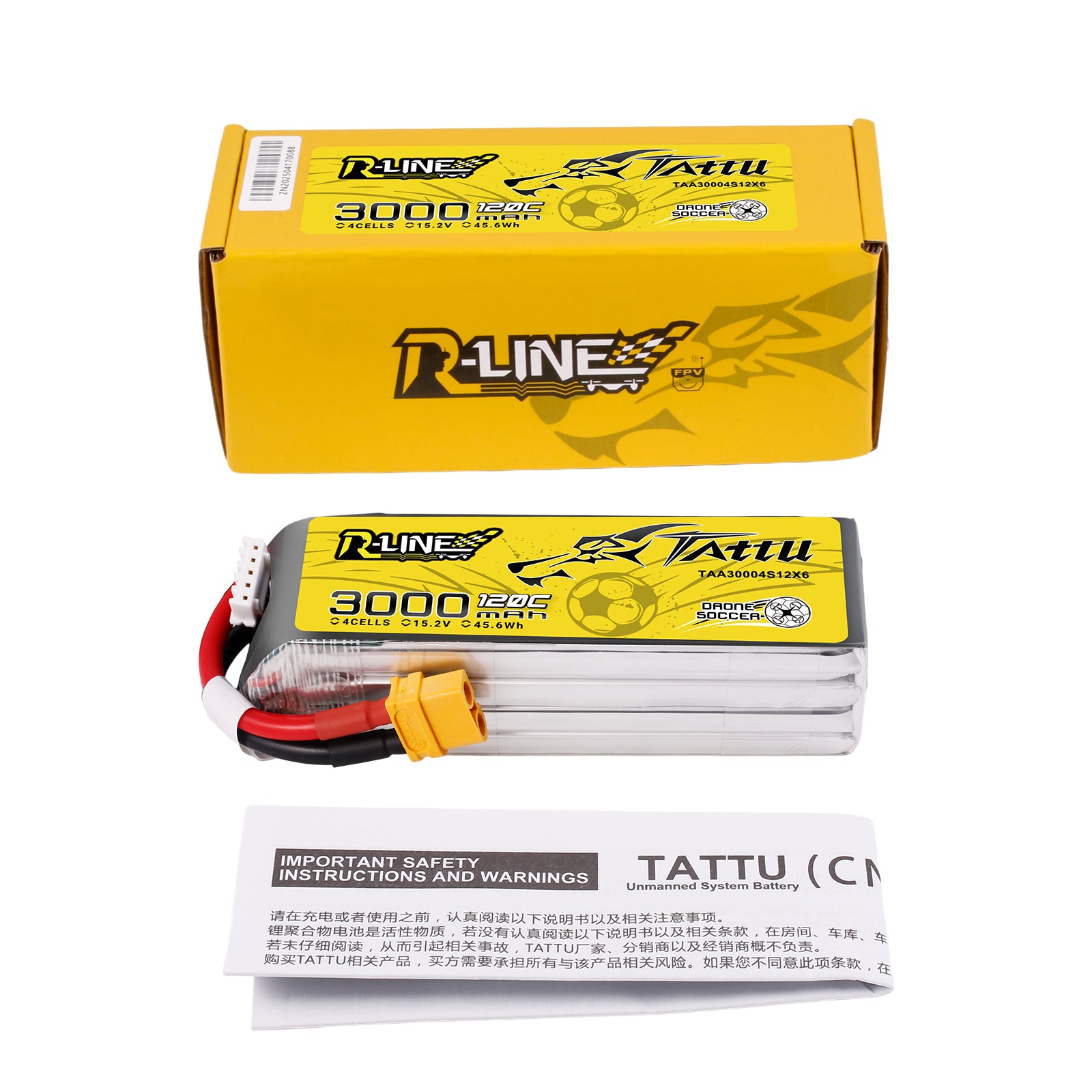Tattu R-Line 3000mAh 4S batterie LiPo 15.2V HV 120C XT60
