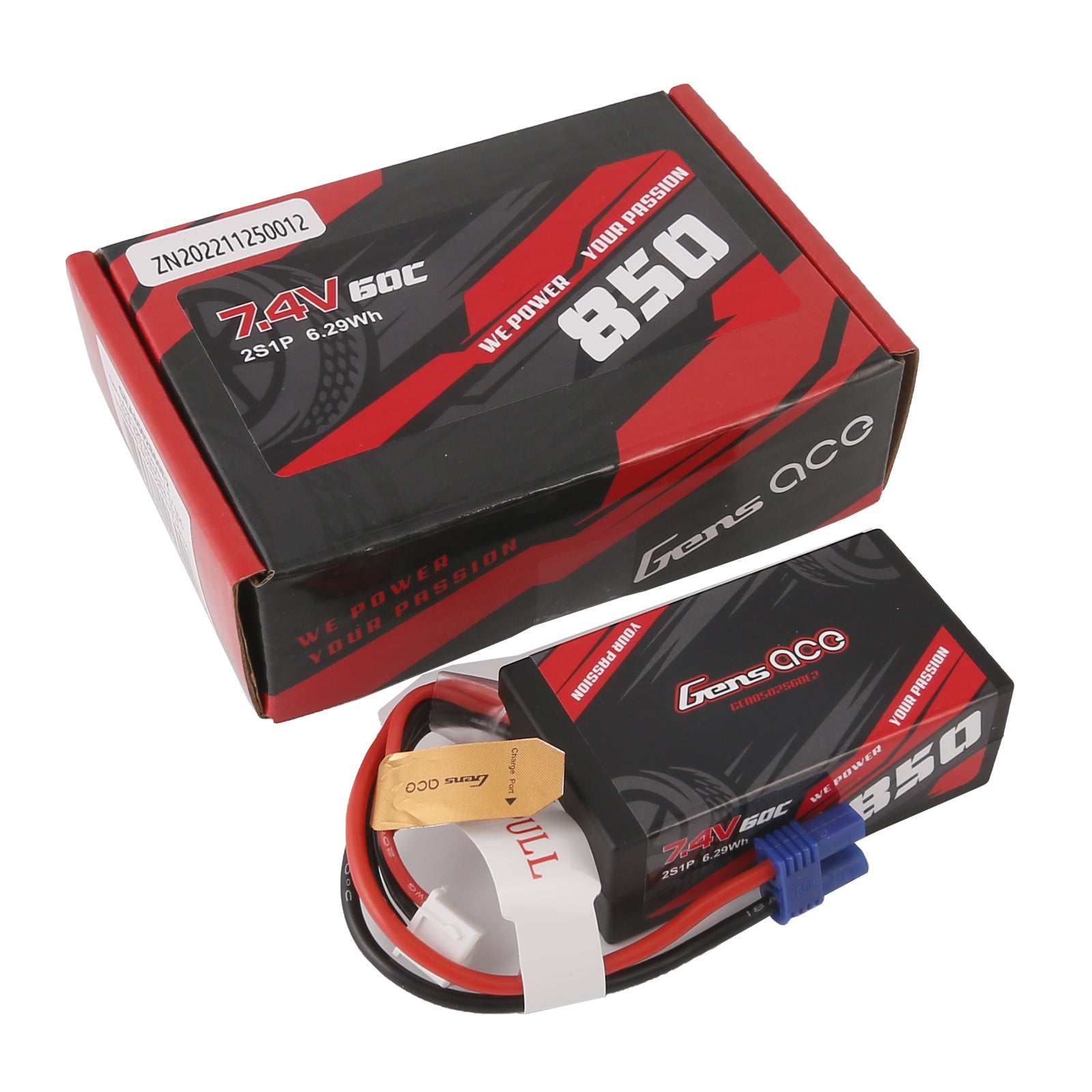 Gens Ace Car Classic 850mAh 2S 60C batterie LiPo 7.4V EC2