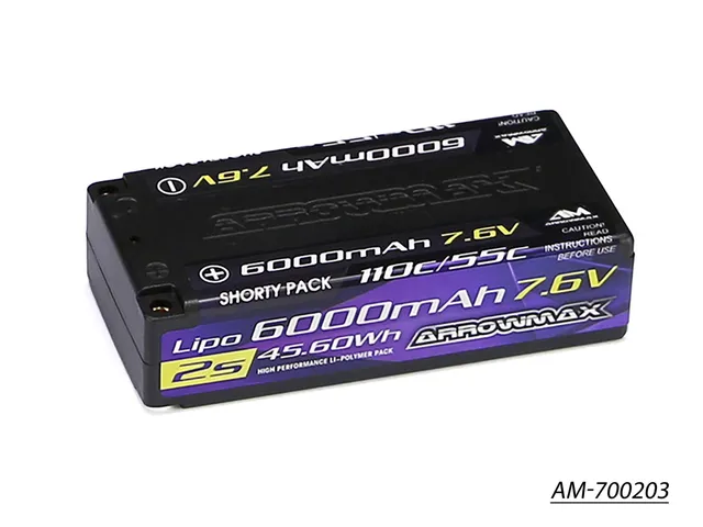 Arrowmax 2S LiPo Shorty 6000mAh 7.6V 55C AM-700203