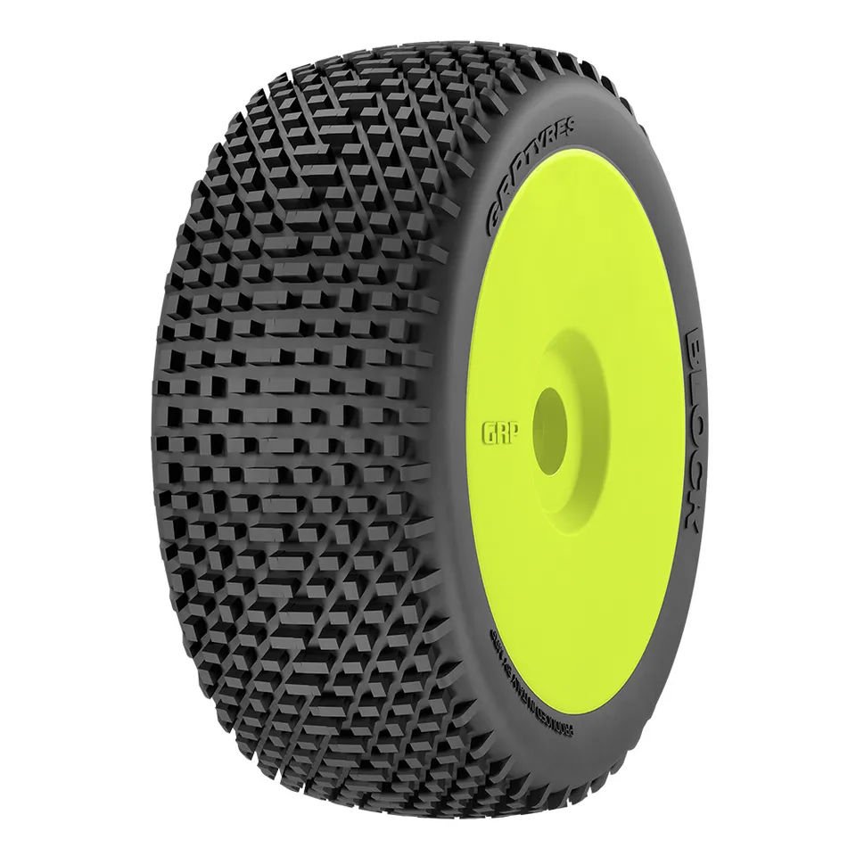 GRP 1:8 Buggy Block N25 pneus collés jaune x2