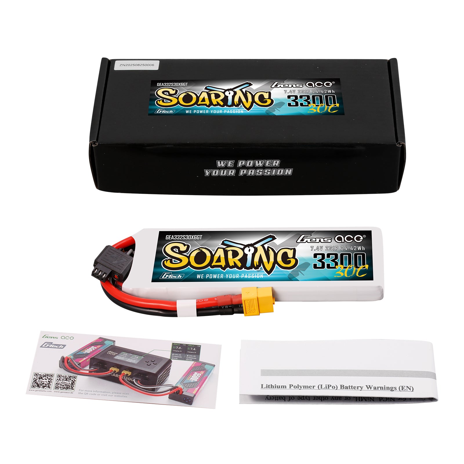 Gens ace Soaring 3300mAh 2S batterie lipo avion XT60 30C