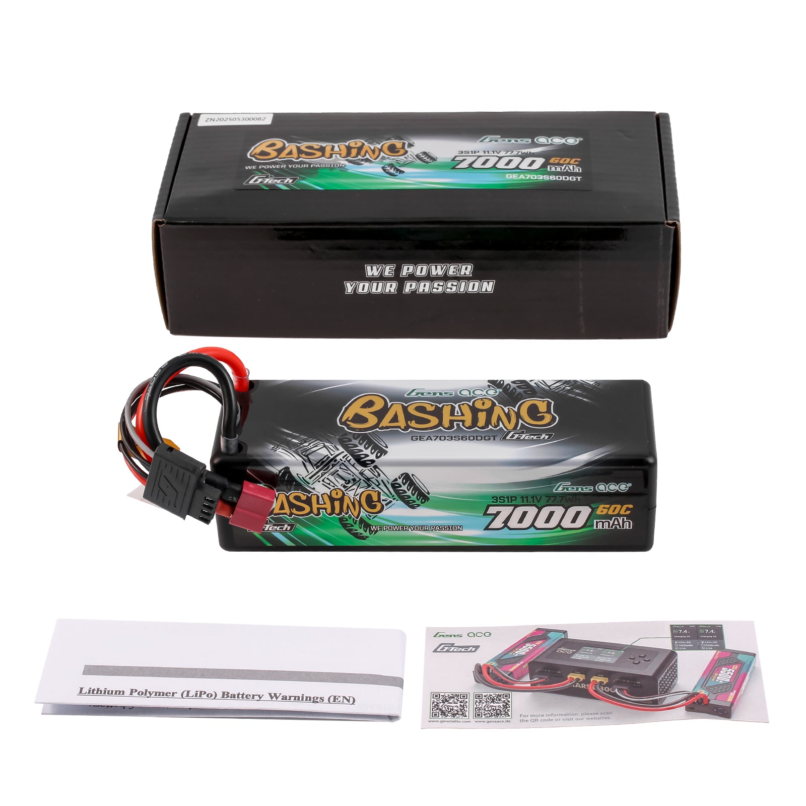 Gens Ace Bashing 7000mAh 3S batterie LiPo 11.1V 60C Deans