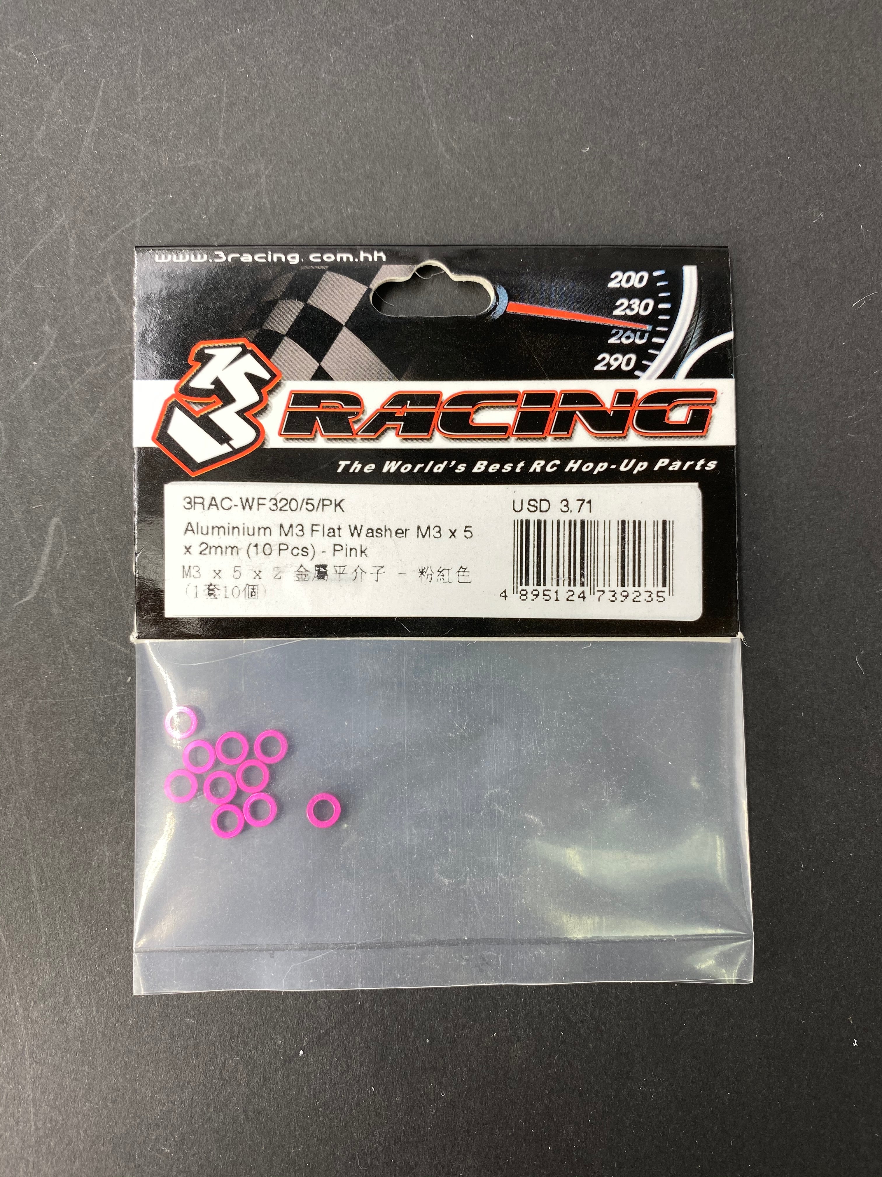 3Racing Parts rondelles alu M3x5 rose 1mm x10