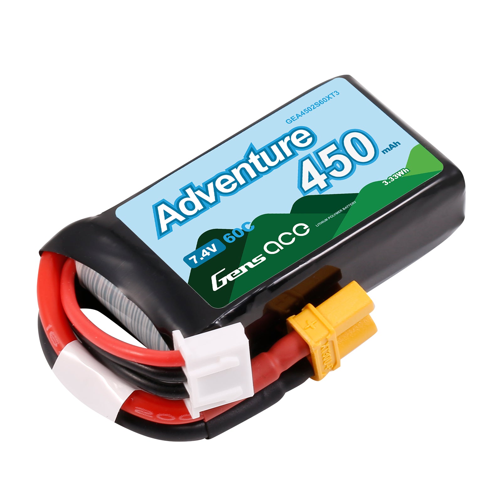 Gens Ace Adventure 450mAh 2S batterie LiPo 7.4V 60C XT30