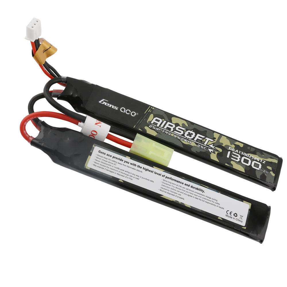Gens Ace Airsoft 1300mAh 2S batterie lipo Tamiya saddle