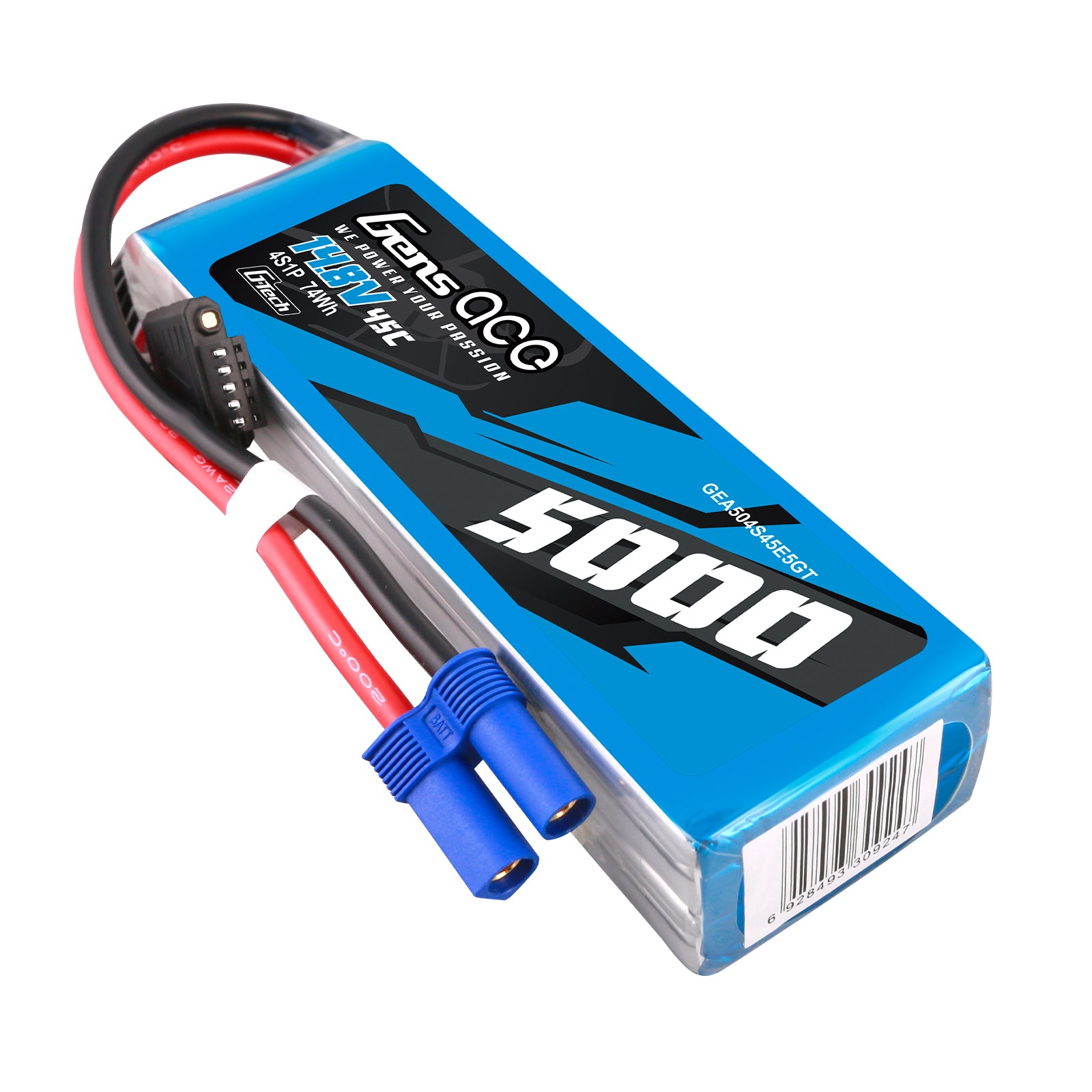 Gens ace 5000mAh 4S batterie RC 14,8V EC5 45C