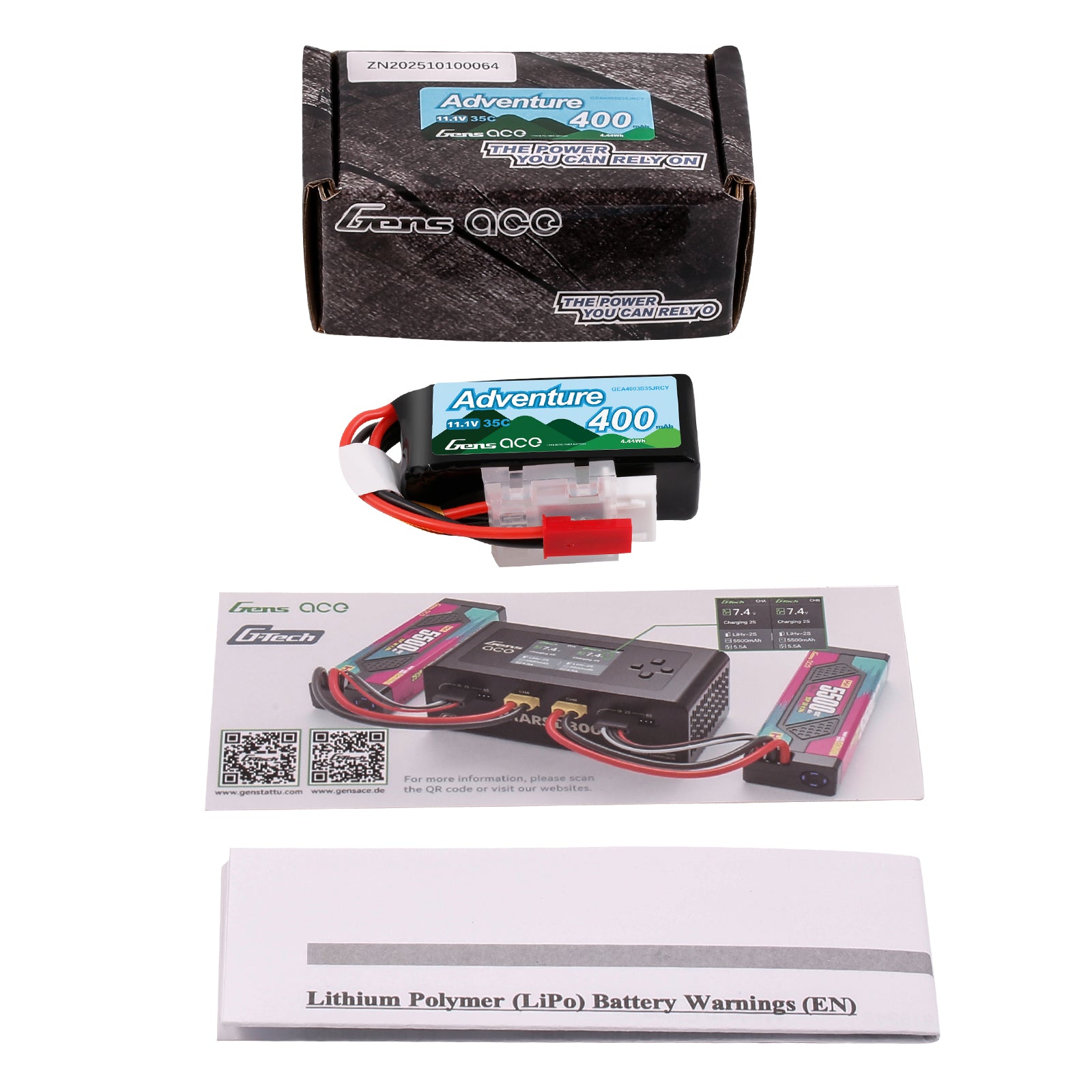 Gens Ace Adventure 400mAh 3S batterie LiPo 11.1V JST
