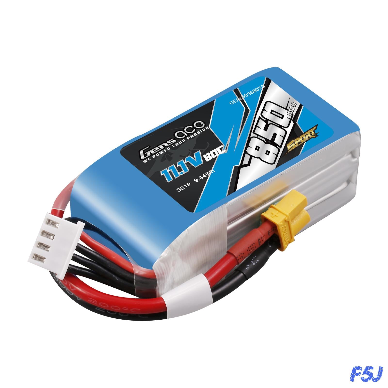 Gens Ace Sport 850mAh 3S 11.1V batterie LiPo 80C XT30