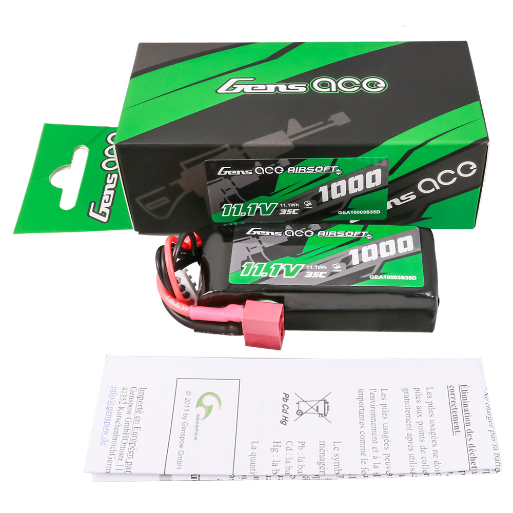 Gens ace Airsoft 1000mAh 3S batterie lipo réplique Deans