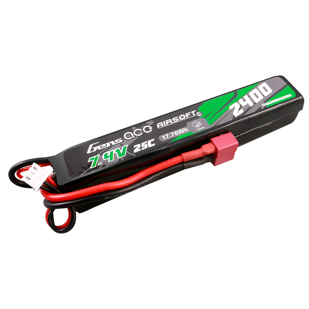 Gens Ace Airsoft 2400mAh 2S 7.4V batterie LiPo Saddle