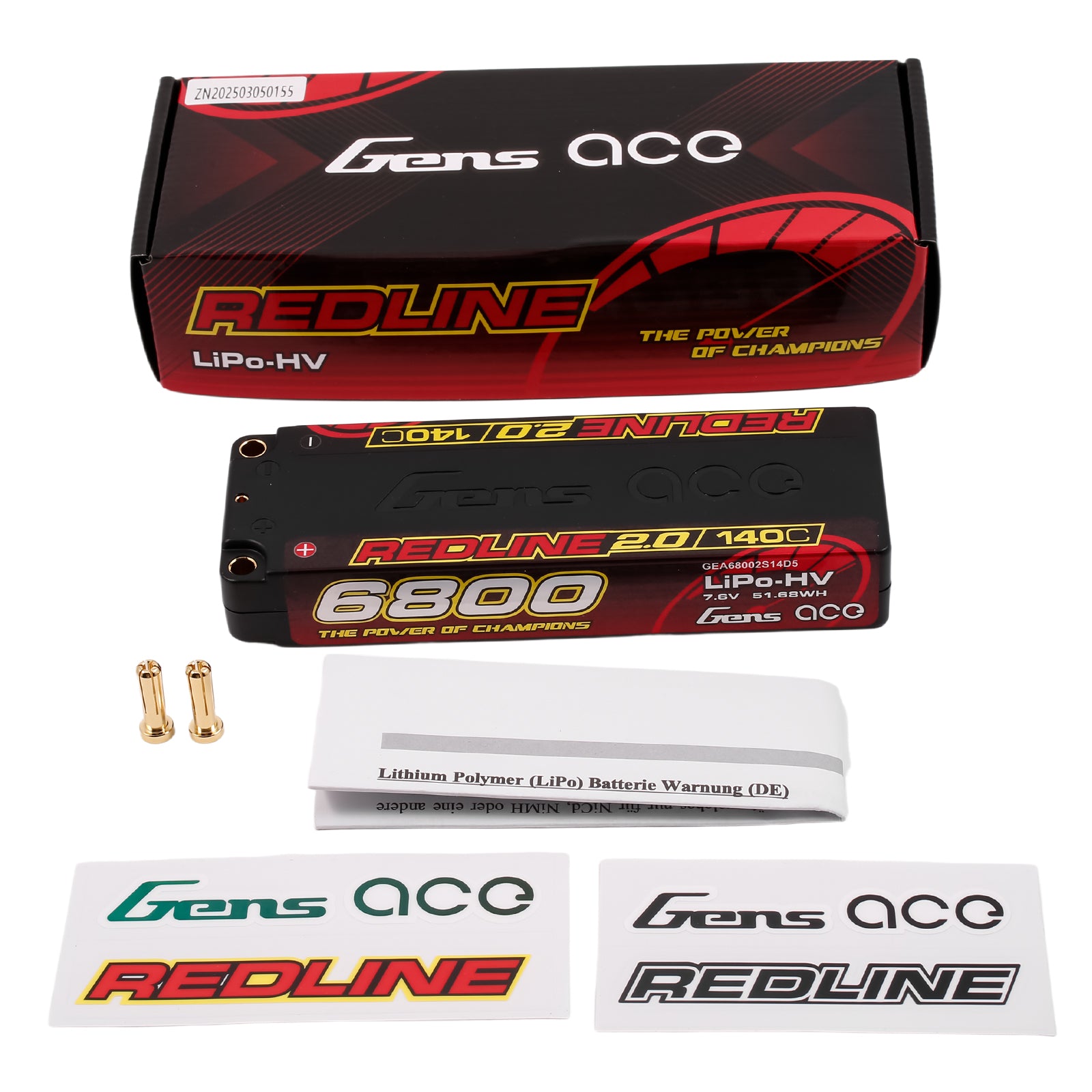 Gens Ace Redline 2.0 6800mAh 2S batterie LiPo HV 140C