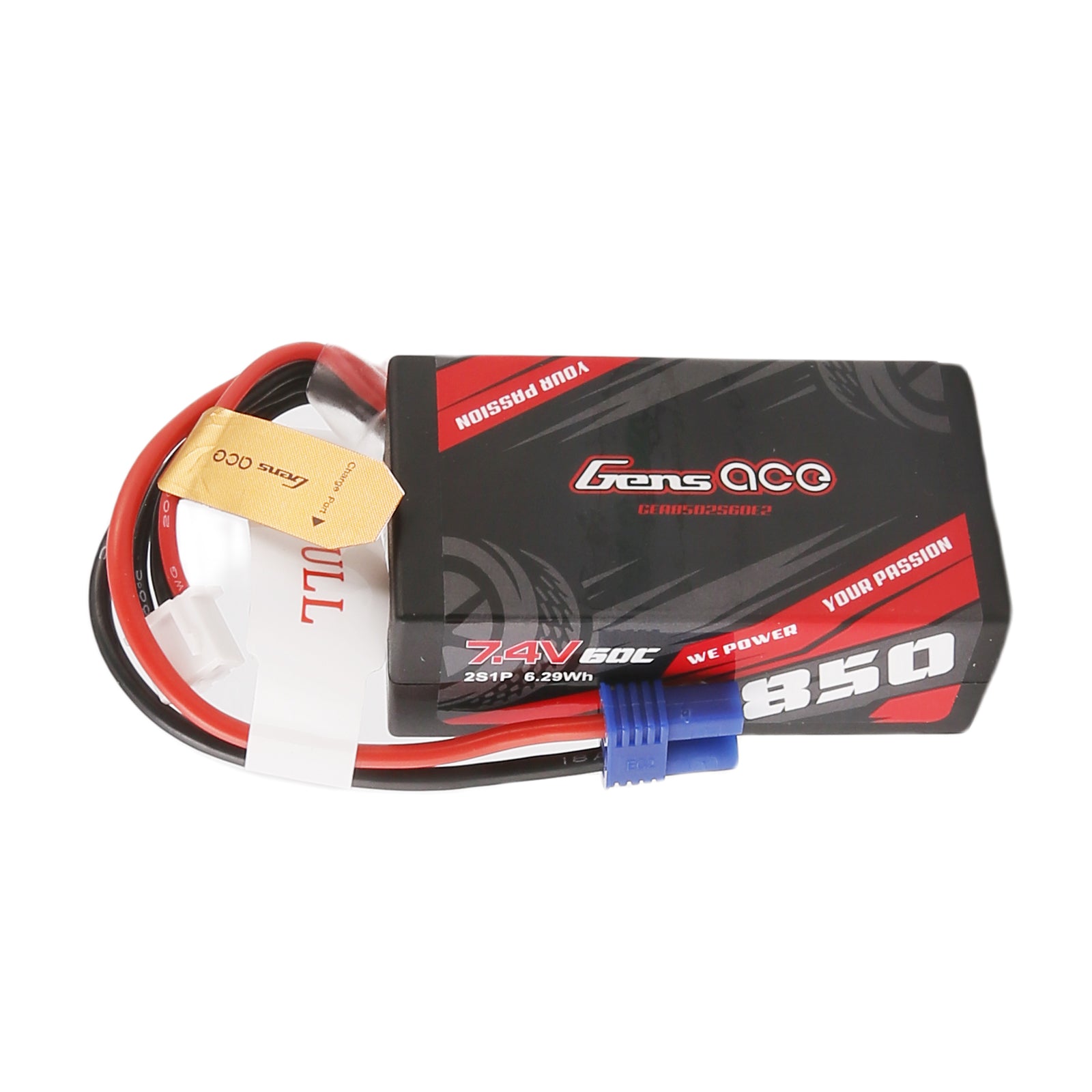 Gens Ace Car Classic 850mAh 2S 60C batterie LiPo 7.4V EC2
