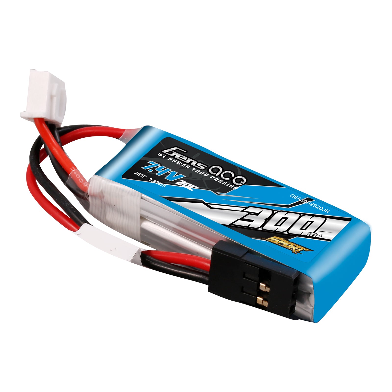 Gens Ace 300mAh 2S 20C batterie LiPo 7,4V JR planeur F3K