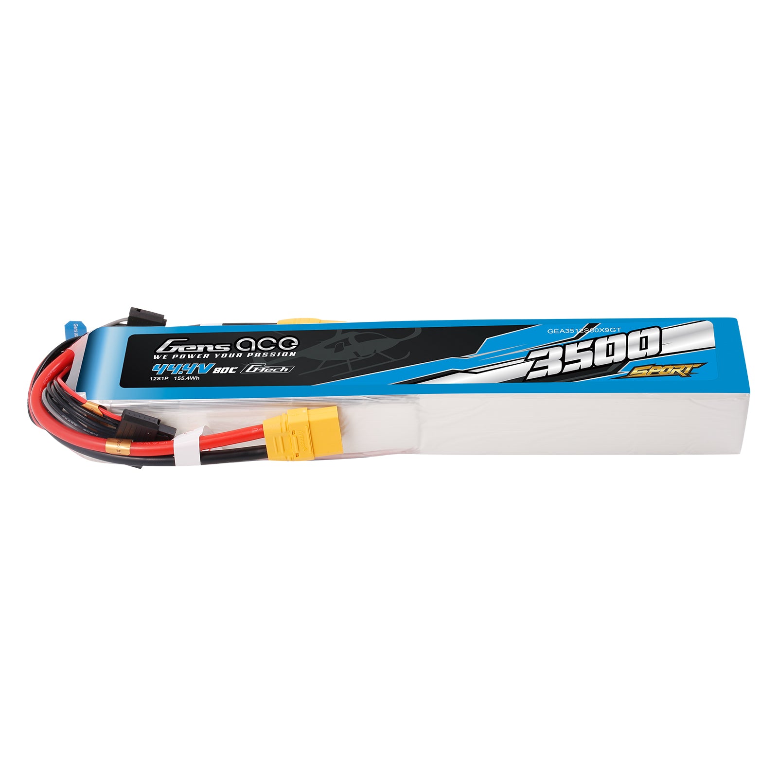 Gens Ace Sport 3500mAh 12S batterie LiPo 44.4V 80C XT90