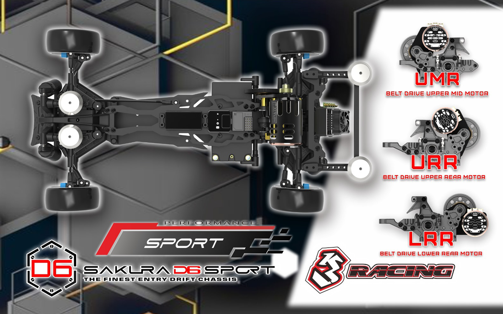 3Racing Sakura D6S kit drift 1/10 fibre courroie