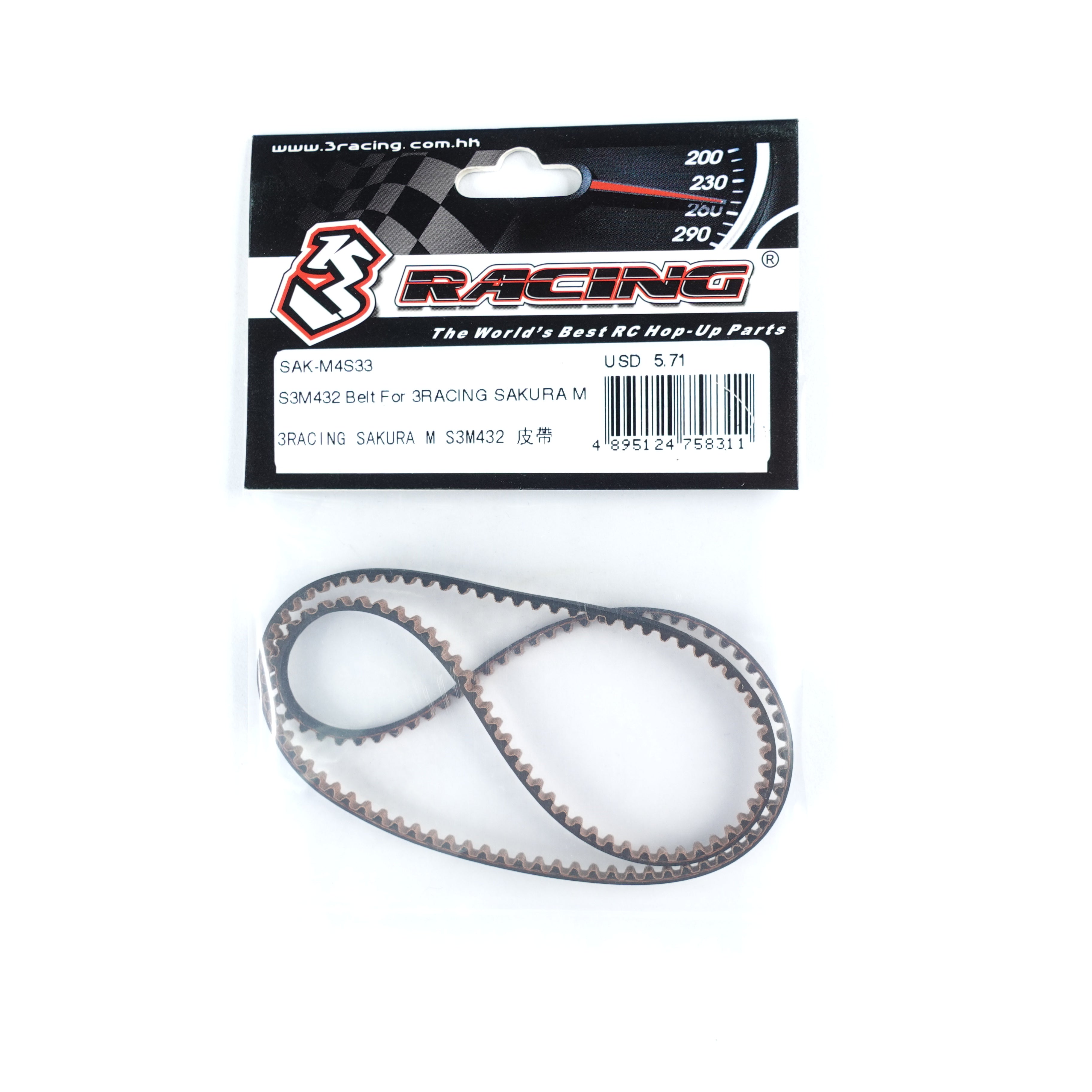 3Racing Sakura SAK-M4S33 Courroie S3M 432 pour M