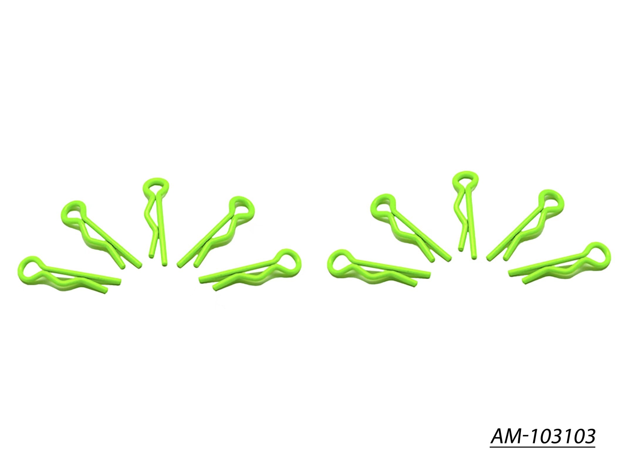Arrowmax Body Clip AM-103103 clips carrosserie 1/10 vert fluo x10