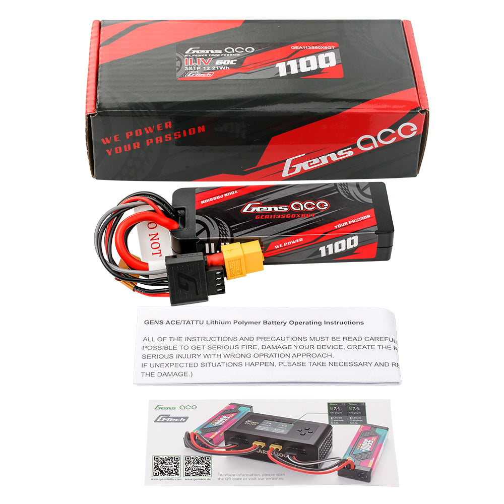 Gens Ace Car Classic 1100mAh 3S 60C Batterie Lipo XT60 hardcase