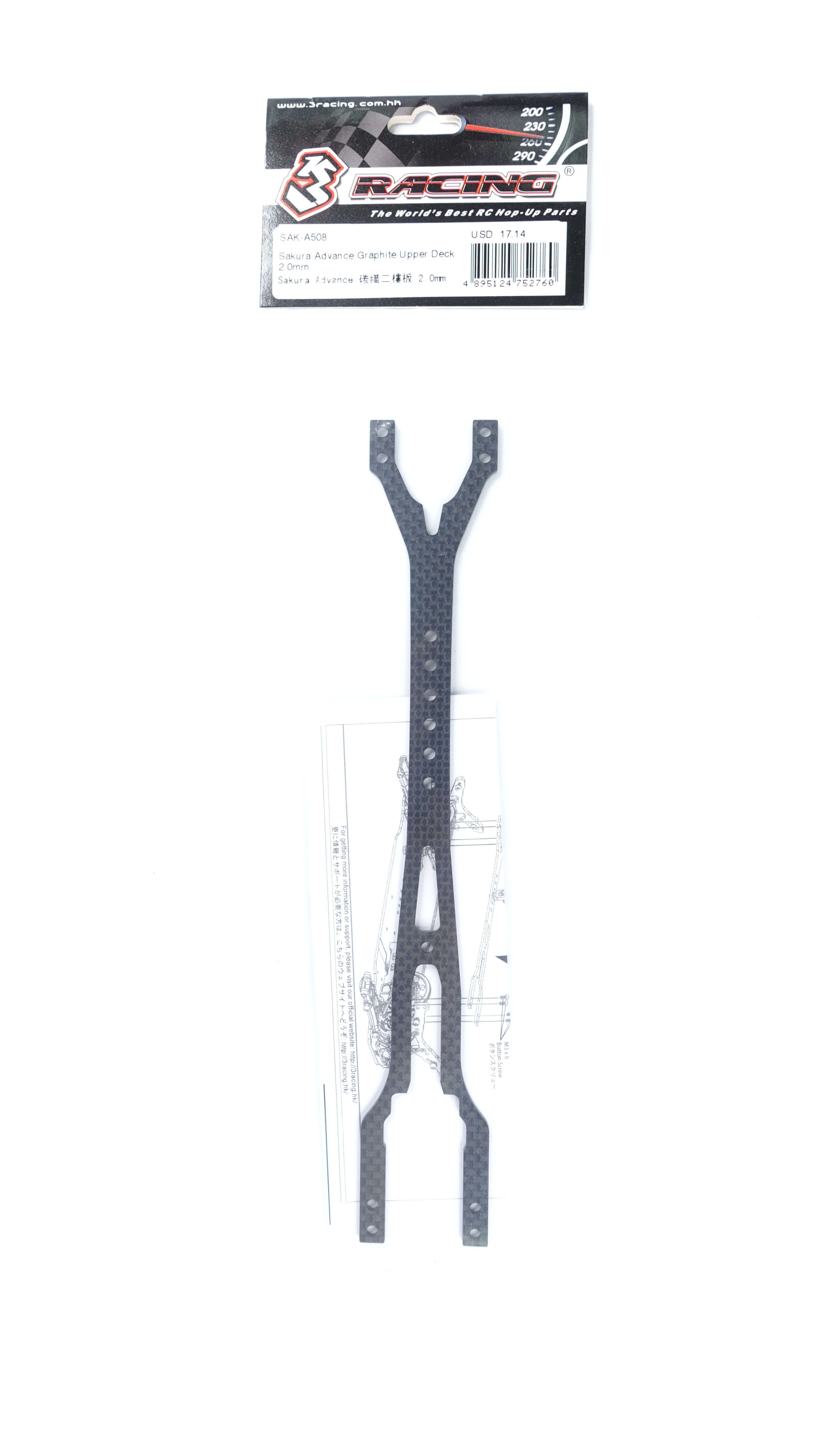 3Racing Advance SAK-A508 platine supérieure graphite 2.0mm