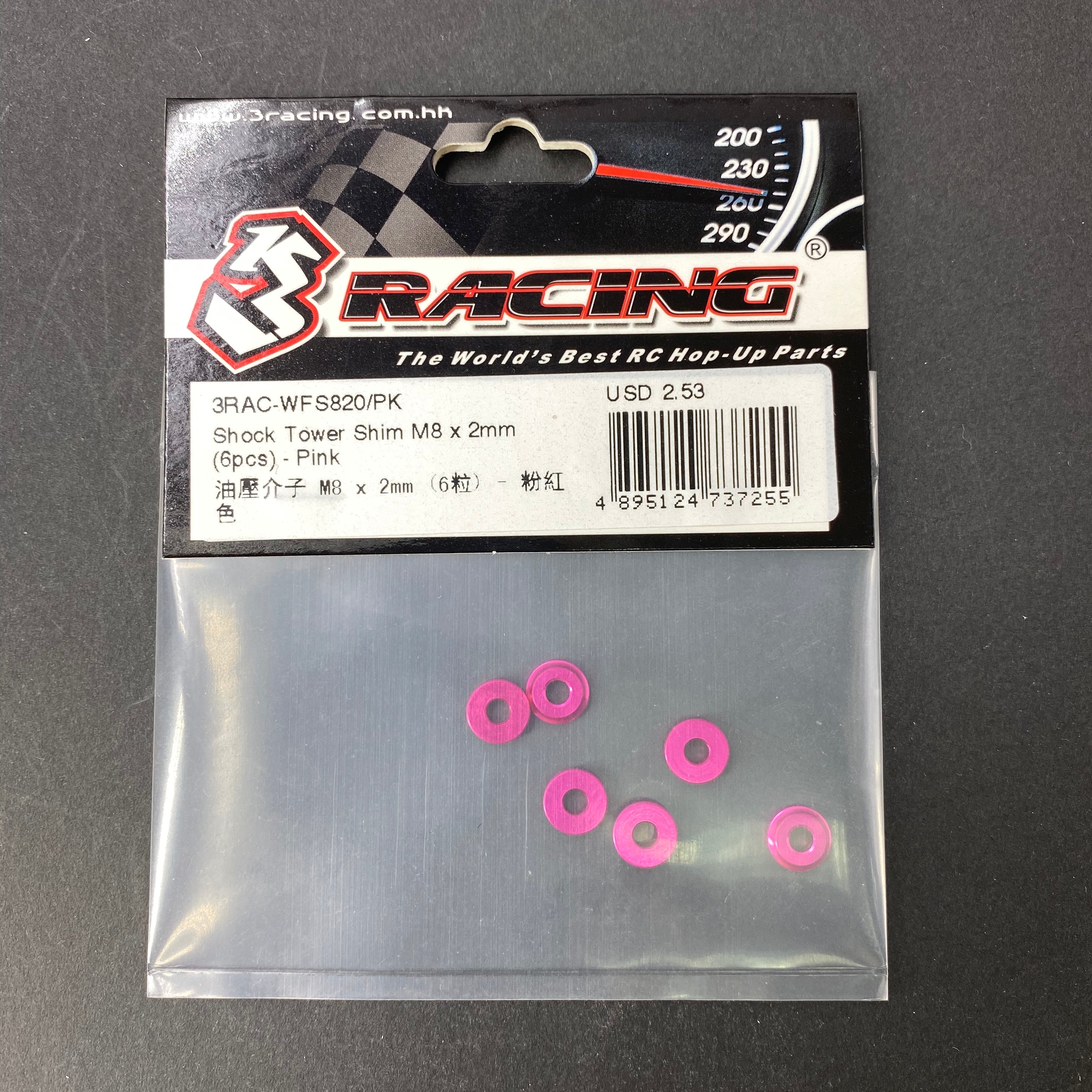 3Racing Parts Cale M8x2mm Support Amortisseur Noir x6