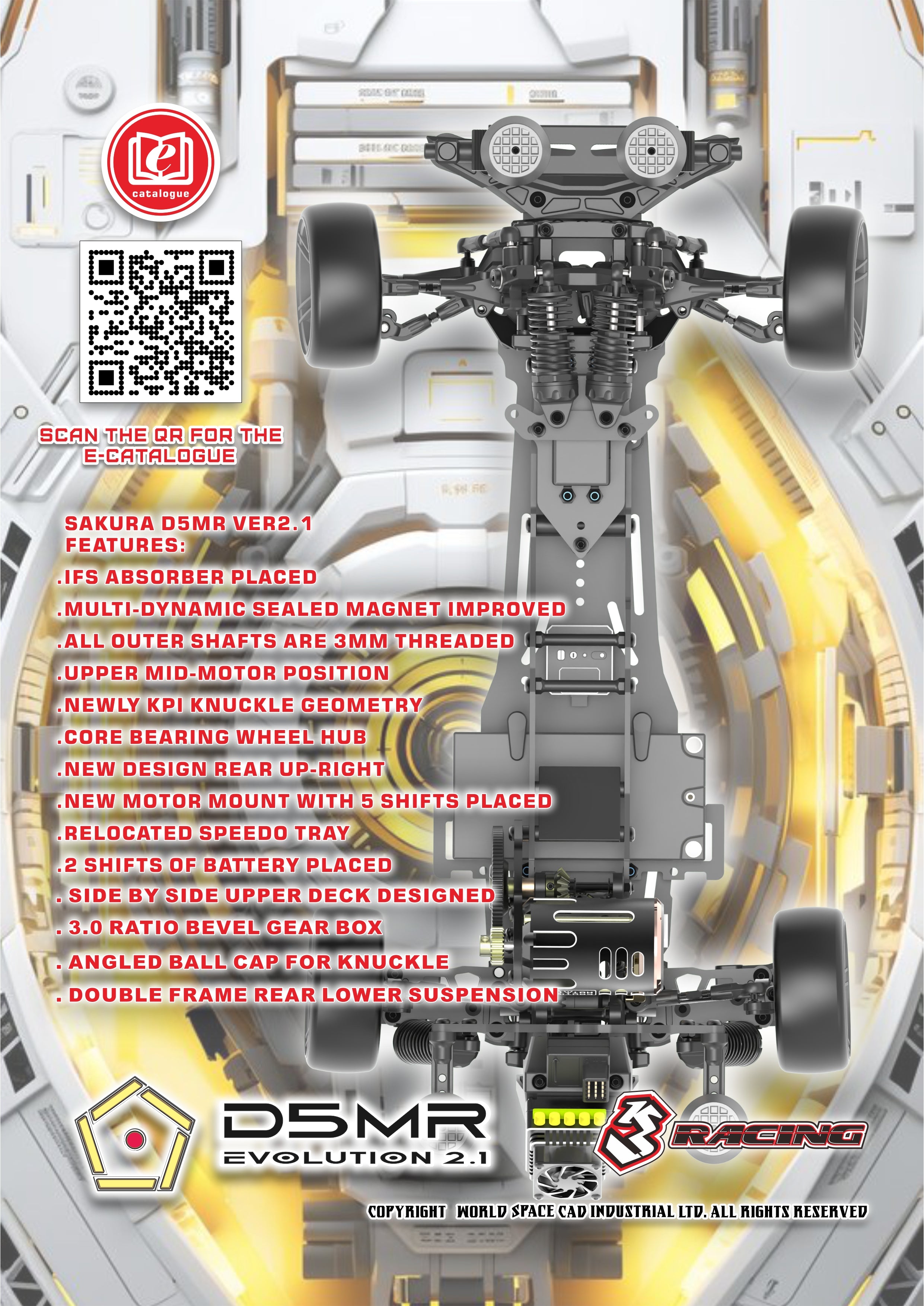 3Racing Sakura D5 MR 2.1 Kit Châssis Drift Midship