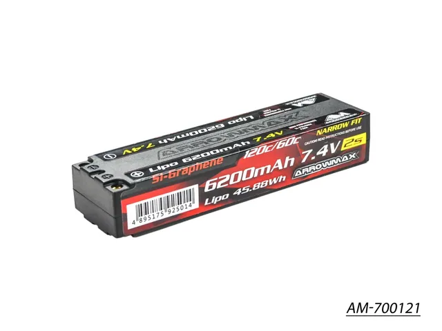 Arrowmax 2S LiPo Batterie 6200mAh TC Narrow AM-700121