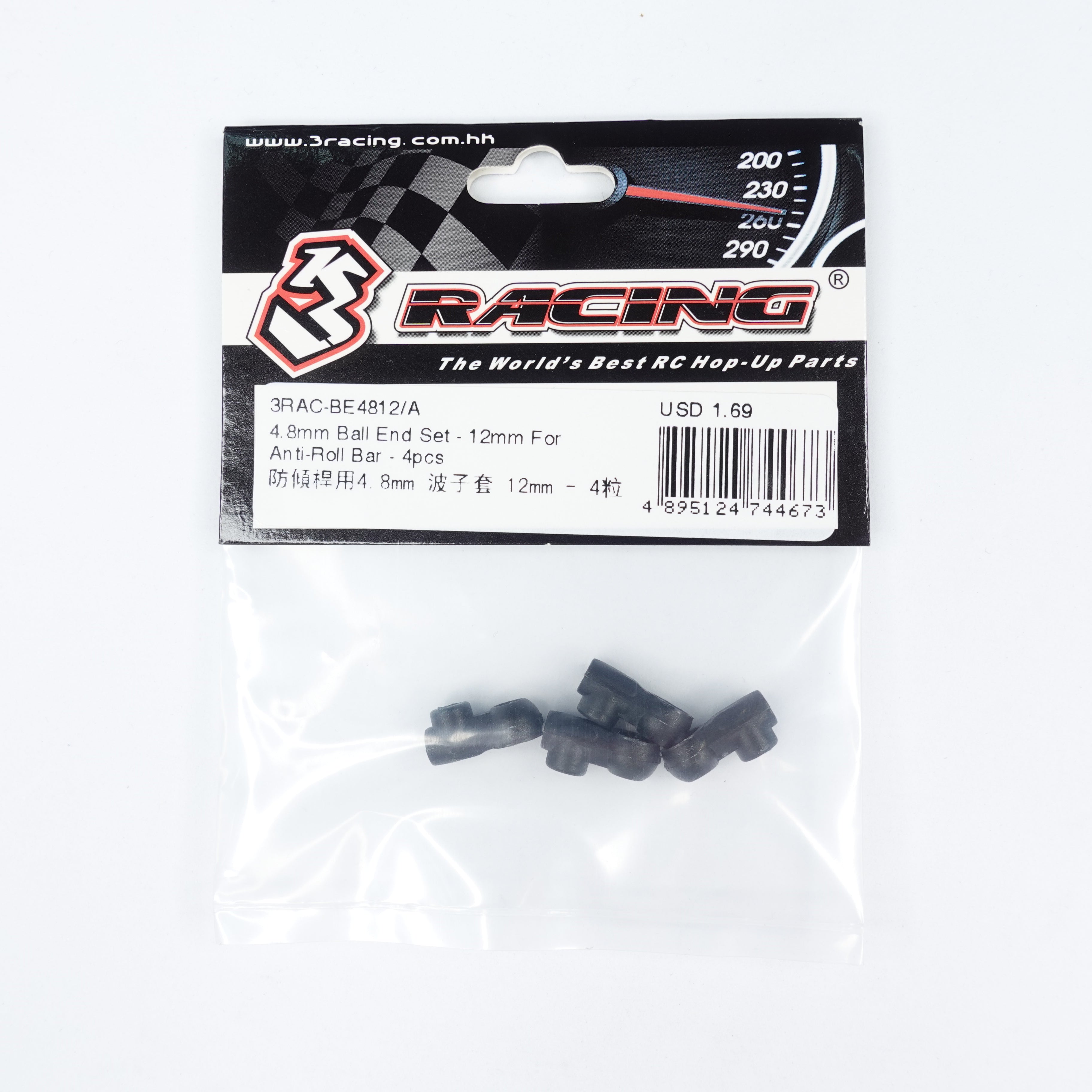 3Racing Parts chape rotule 4,8mm 3RAC-BE4812/A x4
