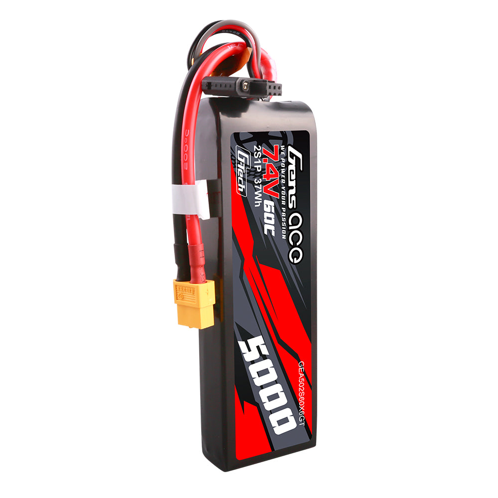 Gens Ace 5000mAh 2S 60C batterie LiPo RC 7.4V XT60