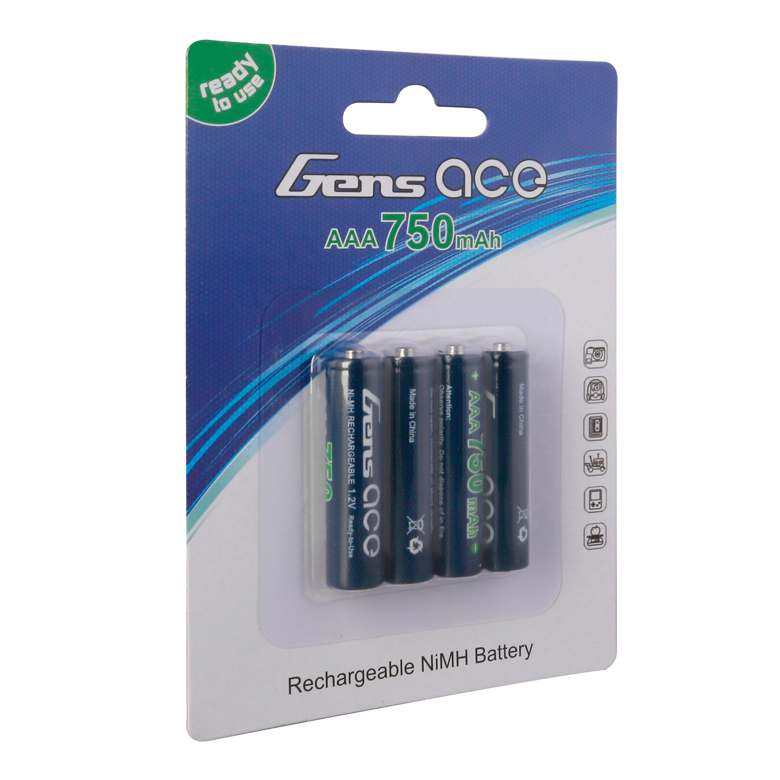 Gens Ace 750mAh AAA batterie NiMH 1,2V lot 4 Mini-Z