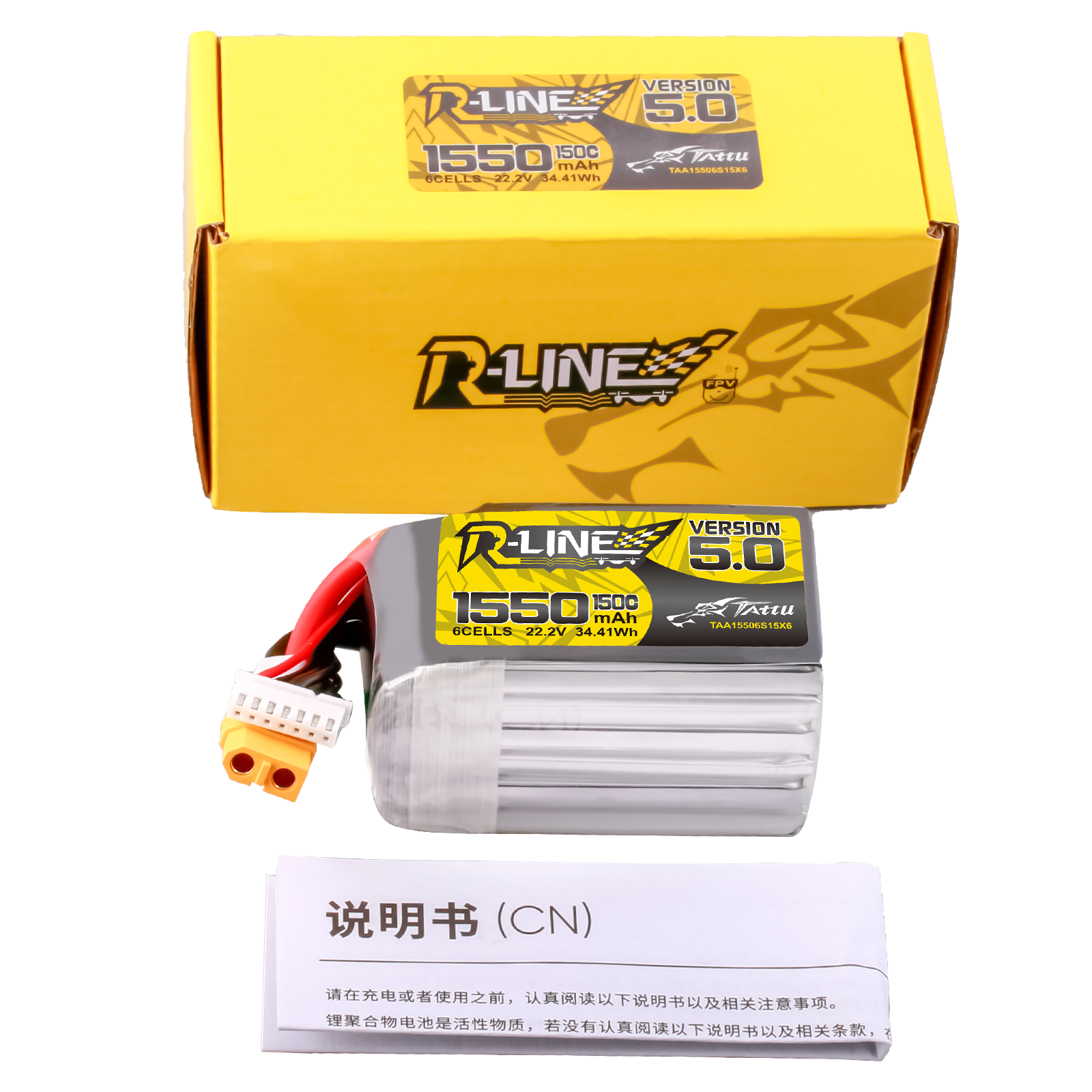 Tattu R-Line V5 1550mAh 6S batterie LiPo XT60 150C