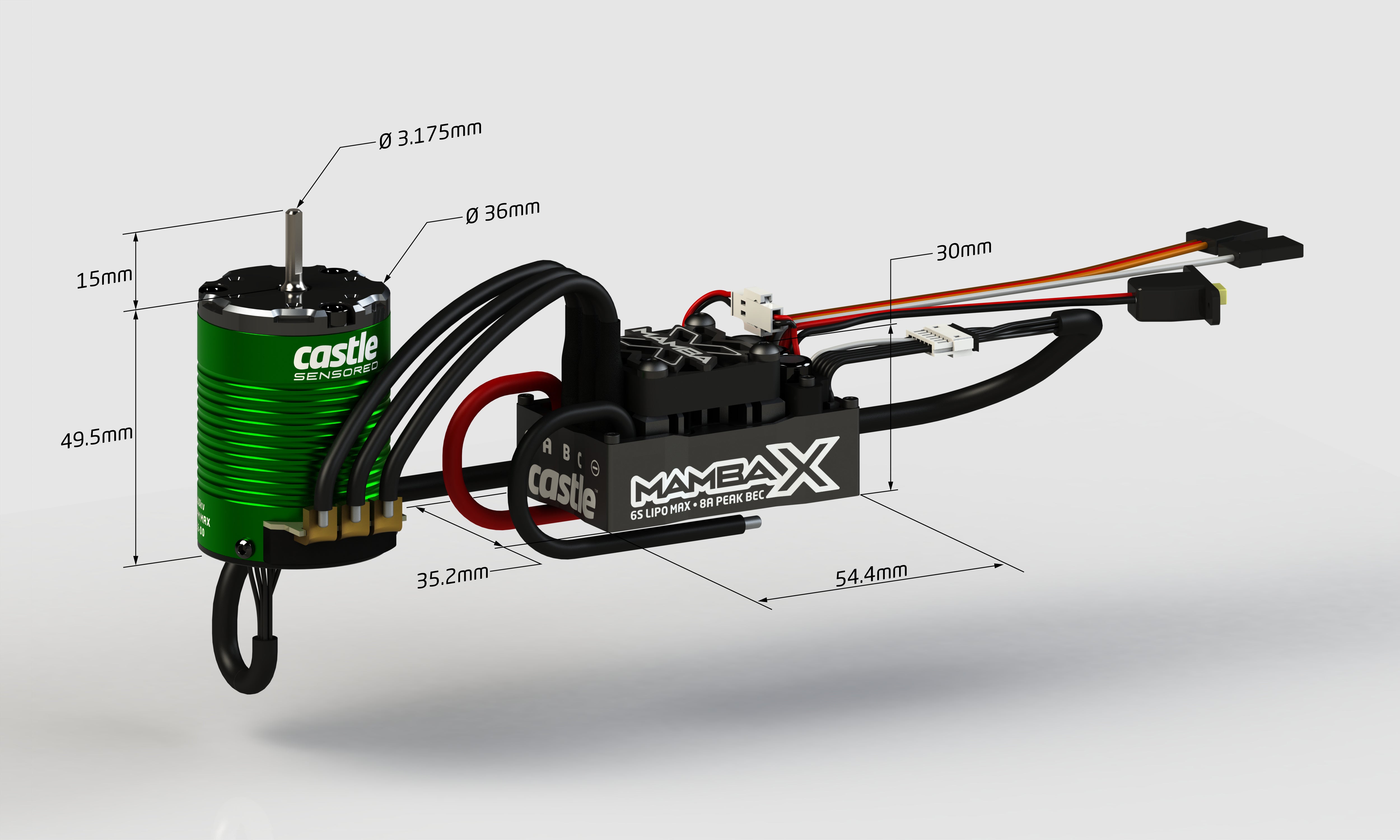 Castle Mamba X 1406-6900KV Combo variateur + moteur 1/10 sensored