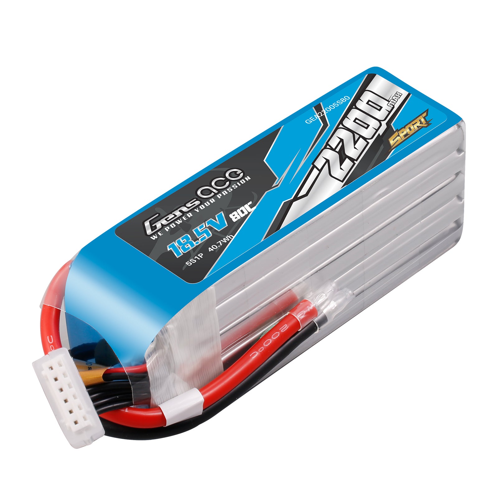 Gens Ace Sport Series 2200mAh 5S batterie LiPo 18.5V 80C