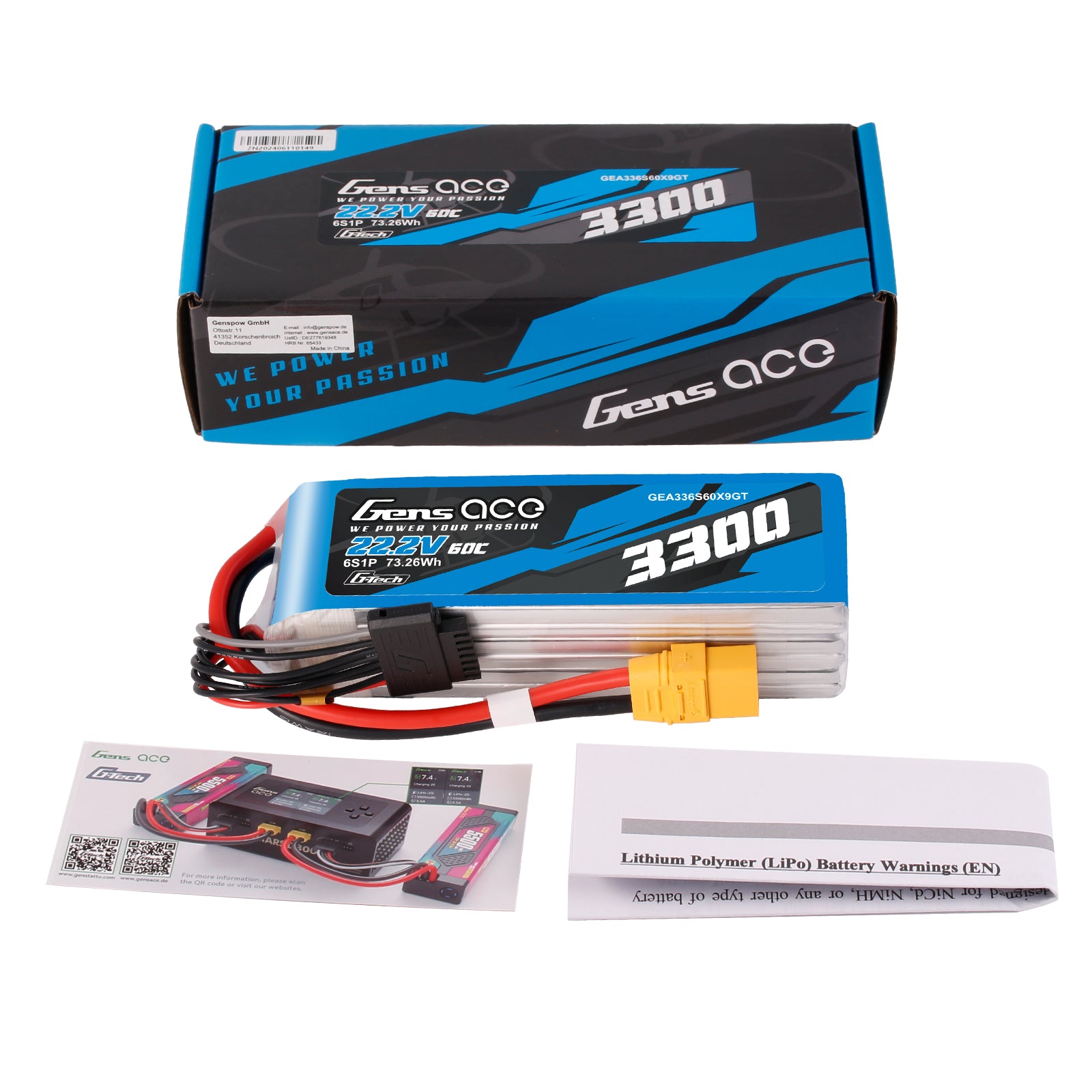 Gens Ace Air Classic 3300mAh 6S 60C batterie LiPo XT90