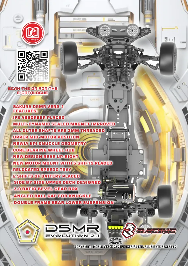3Racing Sakura D5 MR 2.1 Kit Châssis Drift Midship