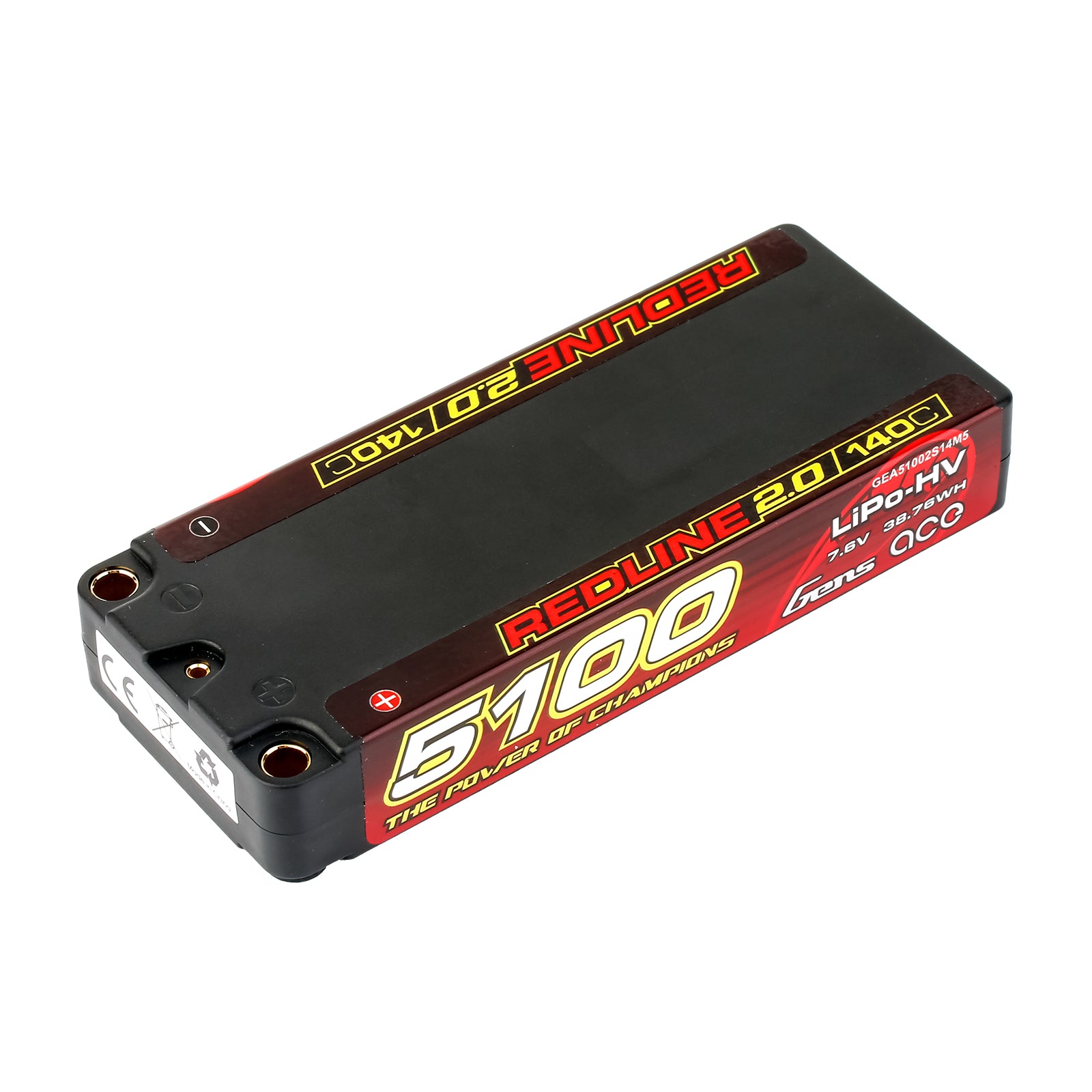 Gens Ace Redline 2.0 5100mAh 2S 140C batterie LiPo 7.6V HV 5.0mm